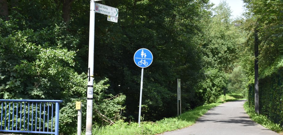 Foto eines Radwegs im Odenwaldkreis mit Beschilderung